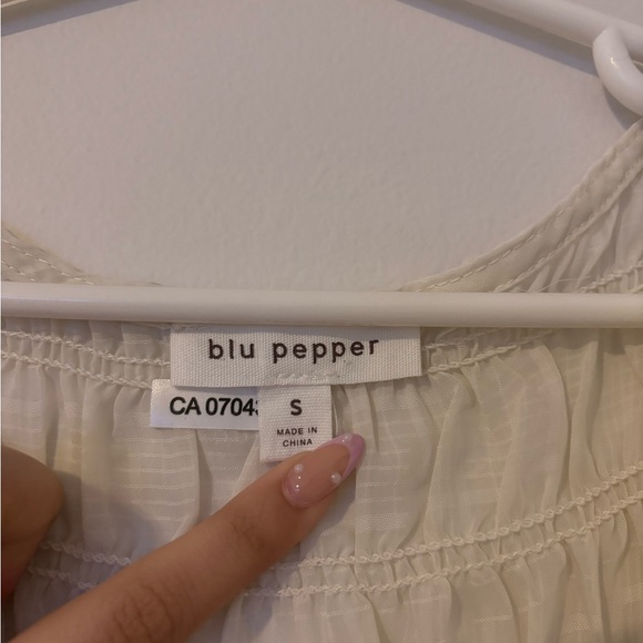 BLU PEPPER- Midi Cream Colour Dress with ruffles and fridges - Picture 3 of 3